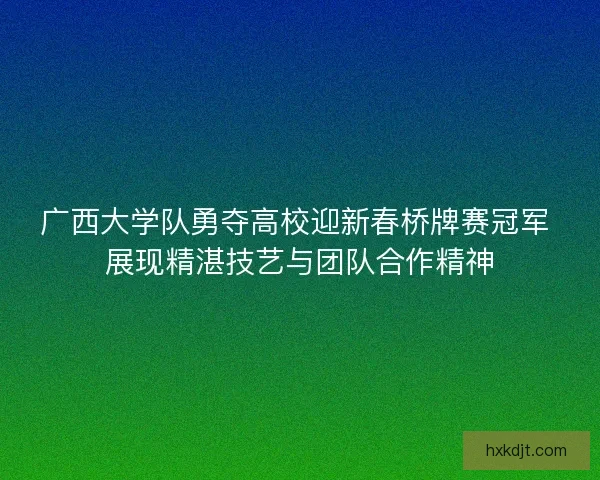 广西大学队勇夺高校迎新春桥牌赛冠军 展现精湛技艺与团队合作精神